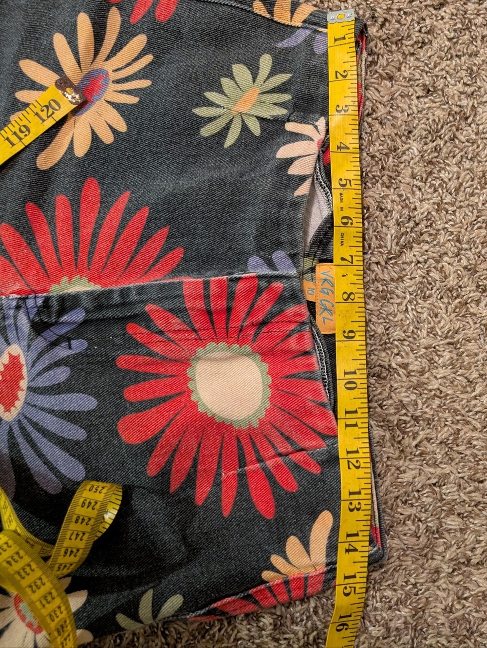 Kids Black Denim Jeans with Bright Daisy Print - Picture 4 of 5